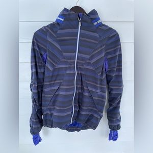 Blue/Purple Striped Lululemon Hustle Jacket with Hideaway Hood